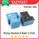 Relay T Kodok 6P 6 P Kaki Pin 5V 5 V Volt DC 5VDC Coil Drive SPDT 30A 30 A AC Riley Bendik Switch