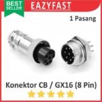 Connector Jack Socket CB GX16 8p 8 Pin Kaki Male Female 1 Set Pasang