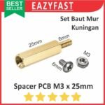 Spacer PCB Kuningan M3 25mm 25 mm 2.5cm 2.5 cm Kaki Dudukan Hex Metal Besi Set Male Female Mur Baut