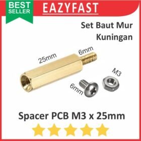 Spacer PCB Kuningan M3 25mm 25 mm 2.5cm 2.5 cm Kaki Dudukan Hex Metal Besi Set Male Female Mur Baut