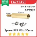 Spacer PCB Kuningan M3 30mm 30 mm 3cm 3 cm Kaki Dudukan Hex Metal Besi 1 Set Male Female Mur Baut