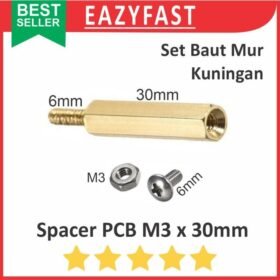 Spacer PCB Kuningan M3 30mm 30 mm 3cm 3 cm Kaki Dudukan Hex Metal Besi 1 Set Male Female Mur Baut