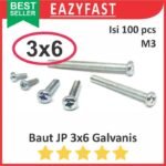 Baut JP M3 6mm 3x6 3 x 6 mm M3x6 Galvanis Putih Phillips Screw Drat Halus Pack 100Pcs Skrup Sekrup
