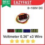 Voltmeter Digital DC 0.36" Inch 3 Kabel Wire Volt Meter Kecil Mini