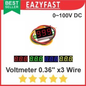 Voltmeter Digital DC 0.36" Inch 3 Kabel Wire Volt Meter Kecil Mini