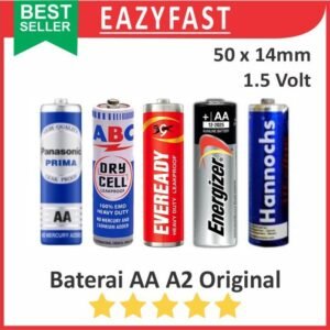 Baterai AA A2 ABC Eveready Energizer Panasonic Hannochs Jam Dinding Ecer Satuan Ori Asli Original