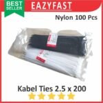 Cable Ties 2.5x200 Hitam Putih Kabel Tis 2.5 x 200 mm Klip Tali Nylon Tie Lock Pack 200mm 20cm 20 cm
