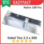 Cable Ties 2.5x300 Hitam Putih Kabel Tis 2.5 x 300 mm Klip Tali Nylon Tie Lock Pack 300mm 30cm 30 cm