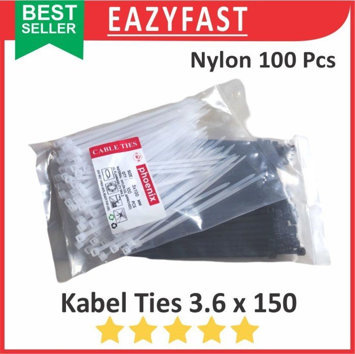 ginee_20250310122337079_0975161723.jpeg Cable Ties 3.6x150 Hitam Putih Kabel Tis 3.6 x 150 mm Klip Tali Nylon Tie Lock Pack 150mm 15cm 15 cm - Image 1