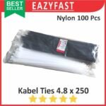 Cable Ties 4.8x250 Hitam Putih Kabel Tis 4.8 x 250 mm Klip Tali Nylon Tie Lock Pack 250mm 25cm 25 cm