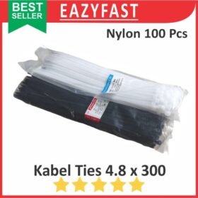 Cable Ties 4.8x300 Hitam Putih Kabel Tis 4.8 x 300 mm Klip Tali Nylon Tie Lock Pack 300mm 30cm 30 cm