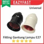 Fitting Lampu E27 Gantung Plastik Hitam Putih Fiting Piting Socket Soket Cop Kap Colok Colokan