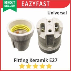 Fitting Keramik Lampu E27 Ceramic Fiting Piting Kaca Downlight Socket Soket Cop Kap Colok Colokan