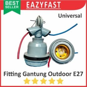 Fitting Lampu E27 Gantung Outdoor Abu Plastik Fiting Piting Luar Socket Soket Cop Kap Colok Colokan