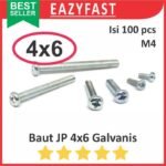 Baut JP M4 6mm 4x6 4 x 6 mm M4x6 Galvanis Putih Phillips Screw Drat Halus Pack 100 Pcs Skrup Sekrup
