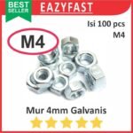 Mur Hex Nut Baut M4 4mm M 4 mm Galvanis Putih Phillips Screw Drat Halus Pack isi 100 Pcs Skrup