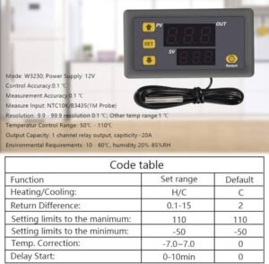 Modul Thermostat Digital W3230 DC 12V 12 V Volt Controller Otomatis Suhu Panas Dingin W 3230 PV SV - Image 3