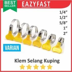 Klem Jepit Selang Gas Air Kuping Kupu Stainless Clamp Hose 1 1/2 1/4 3/4 3/8 5/8 7/8 Inch