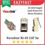 Konektor Jack RJ45 Cat5e LAN Ethernet FTP CAT 5e Anti Gagal EZ Vascolink Metal Shield Gold Plated RJ 45 Male Connector