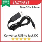 Kabel Converter Adapter USB 5V to Jack Power DC Male 5.5mm 5.5x2.1mm 5.5 mm Socket Arduino