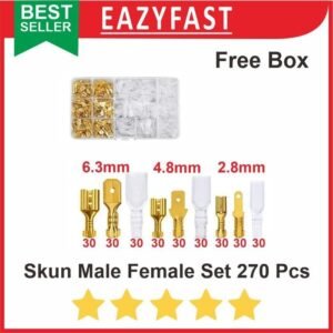 Skun Kabel Gepeng Male Female Set 270 Sekun Terminal Kuningan Cover