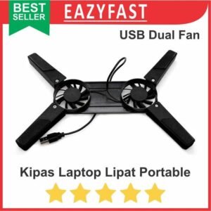 Kipas Laptop Dual Fan Lipat Portable Dudukan Fold Cooler Cooling Pad