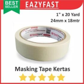 Masking Tape Kertas Kuning 1 Inch 24mm 18m Lakban Cream Coklat Tutup Cat Isolasi Selotip Esolasi Lem