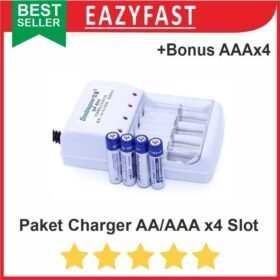 Paket Charger Baterai AA / AAA 4 + Bonus Baterai Charge A3 4 Pcs