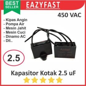Kapasitor Kotak 2.5uF 2.5 uF Dinamo Motor AC PLN Induksi Kipas Angin Fan Capacitor 450VAC 450 VAC V AC