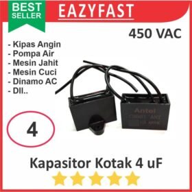 Kapasitor Kotak 4uF 4 uF Dinamo Motor AC PLN Induksi Kipas Angin Fan Capacitor 450VAC 450 VAC V AC