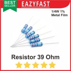 Resistor R 39 R39 Ohm 1/4W 1/4 Watt Metal Film Biru DIP Toleransi 1%