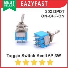 Saklar Toggle Switch 203 Kecil 6 Pin Kaki 3 Posisi 3P 3 Way ON OFF ON