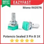 Potensiometer Sealed B1K 1K B 1 K Ohm 3P 3 P Pin Kaki Mono Potensio Potentio Meter Volume Audio Hijau Linear Seal RK097N RK 097 Potentiometer
