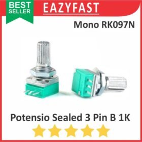 Potensiometer Sealed B1K 1K B 1 K Ohm 3P 3 P Pin Kaki Mono Potensio Potentio Meter Volume Audio Hijau Linear Seal RK097N RK 097 Potentiometer