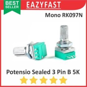 Potensiometer Sealed B5K 5K B 5 K Ohm 3P 3 P Pin Kaki Mono Potensio Potentio Meter Volume Audio Hijau Linear Seal RK097N RK 097 Potentiometer