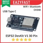 ESP32 30P CH340 DevKit V1 USB Type C ESP 32 30 P Pin Kaki Wifi Bluetooth IOT Internet Arduino Nodemcu LUA Compatible