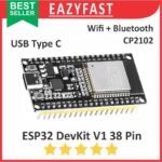 ESP32 38P CP2102 DevKit V1 USB Type C ESP 32 38 P Pin Kaki Wifi Bluetooth IOT Internet Arduino Nodemcu LUA Compatible