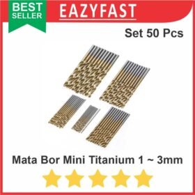 Mata Bor Drill Bit Micro Mini HSS Set 50pcs 1mm 1.5mm 2mm 2.5mm 3mm
