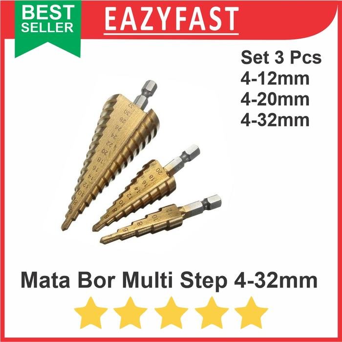 ginee_20250922121831765_8642764336.jpeg Mata Bor Hex Pagoda Multi Step Cone Drill Kerucut Titanium Set 3 Pcs - Image 1