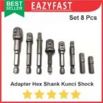 Adapter Mata Bor Obeng Hex Shank 1/4 Kunci Shock Sock Sok Set 8 Pcs
