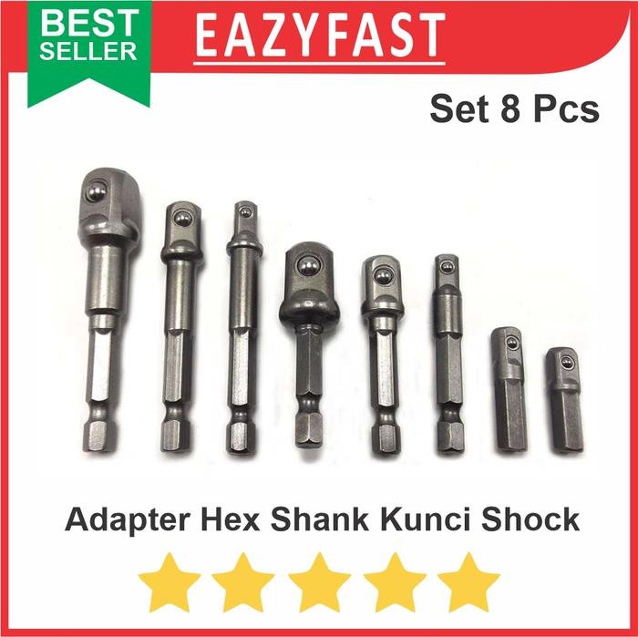 ginee_20250922142052740_3040654237.jpeg Adapter Mata Bor Obeng Hex Shank 1/4 Kunci Shock Sock Sok Set 8 Pcs - Image 1