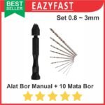 Alat Bor Mini Manual Drill Twist Set 10 Mata Bor HSS Bit Kayu Plastik