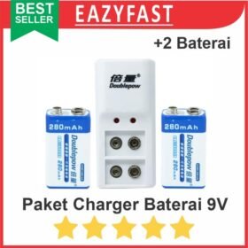Paket Charger Baterai Kotak 9V 9 V Volt Rechargable 2 Space Baterai 2x