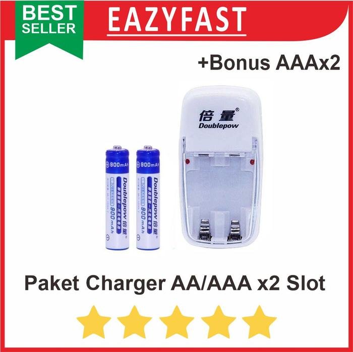 ginee_20250922152050934_3305598499.jpeg Paket Charger Baterai AA / AAA 2 + Bonus Baterai Charge AAA 2 Pcs - Image 1
