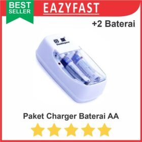 Paket Charger Baterai AA / AAA 2 + Bonus Baterai Charge AA 2 Pcs