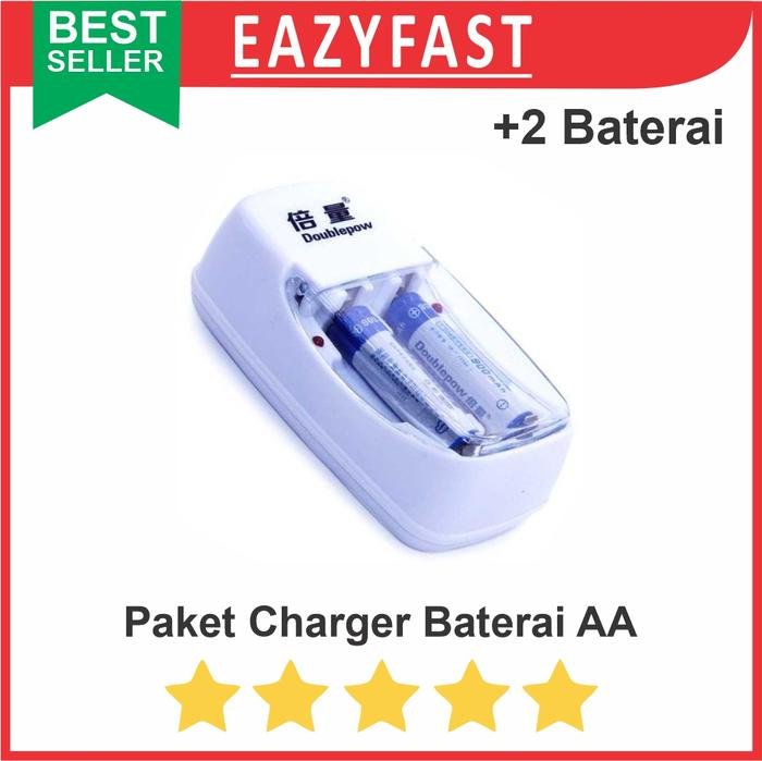 ginee_20250922154636387_3072802169.jpeg Paket Charger Baterai AA / AAA 2 + Bonus Baterai Charge AA 2 Pcs - Image 1