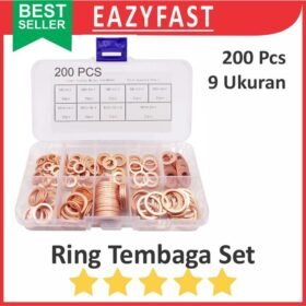 Ring Plat Tembaga Set Kit 200 Pcs Copper Flat Washer Gasket Baut Oli