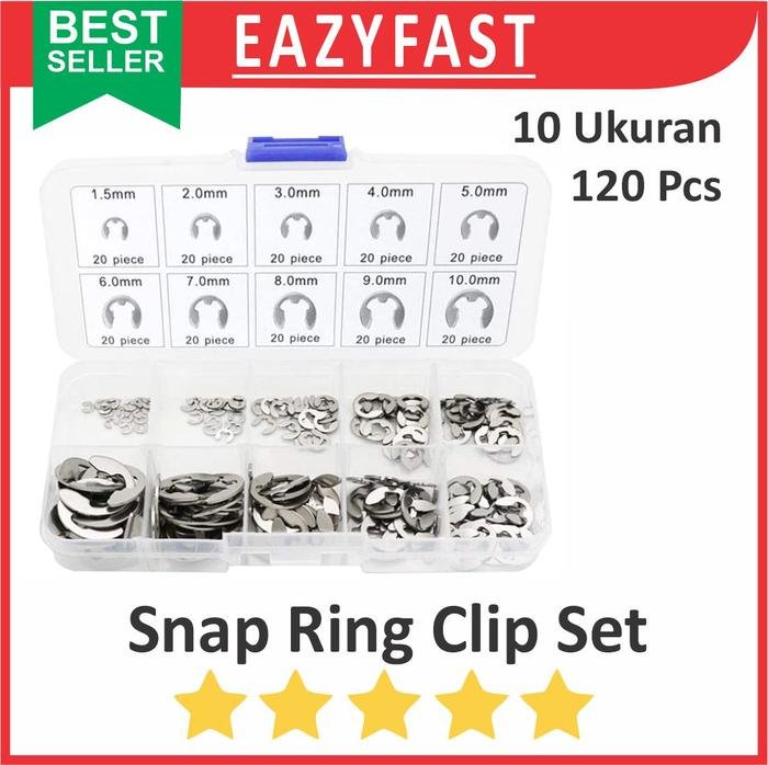 ginee_20250923103953054_0008896847.jpeg Snap Ring Set Klip Spi E C Clip Circlip 120 Pcs Snapring Kit Stainless - Image 1