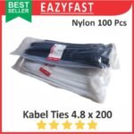 Cable Ties 4.8x200 Hitam Putih Kabel Tis 4.8 x 200 mm Klip Tali Nylon Tie Lock Pack 200mm 20cm 20 cm