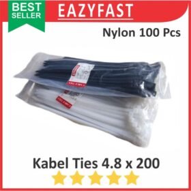 Cable Ties 4.8x200 Hitam Putih Kabel Tis 4.8 x 200 mm Klip Tali Nylon Tie Lock Pack 200mm 20cm 20 cm